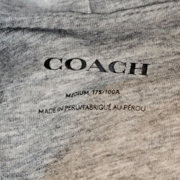 Coach Mens Signature Hoodie Sweatshirt Logo Gray Size Medium Hooded Loungewear - Picture 7 of 12